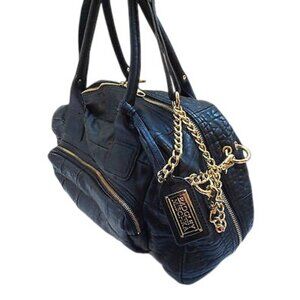 Badgley Mischa Black Leather Handbag Gold Chain Hardware Cross body Strap Large